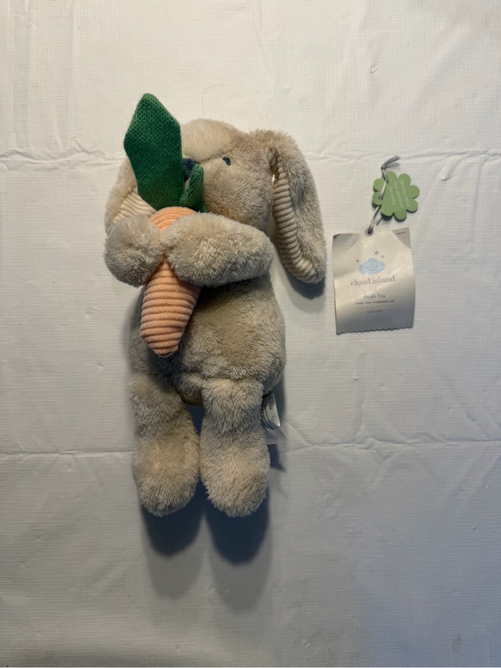 Cloud Island  Bunny Plush Holding Orange Carrot with Green Leaf